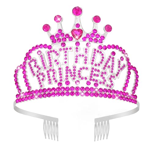 Birthday Princess Crown Tiara - Adjustable Rhinestone Headpiece