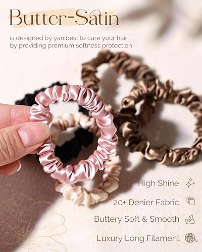 YANIBEST 8 Pcs Satin Hair Ties - Gentle No Damage Hair Scrunchies