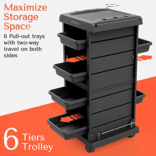 TASALON 6-Tray Rolling Salon Trolley Cart