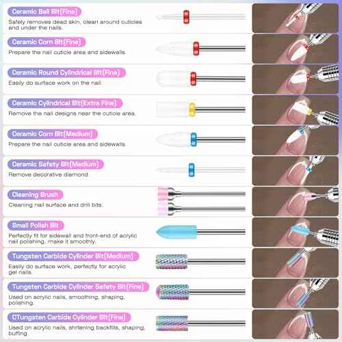 30PCS Nail Drill Bits Set with Holder Case, 3/32 Inch Tungsten Carbide Ceramic Diamond Efile Cuticle Nail Bits Tool, Safety Bits for Acrylic Gel Removal Polish Nail Tech Manicure Pedicure, Home Salon