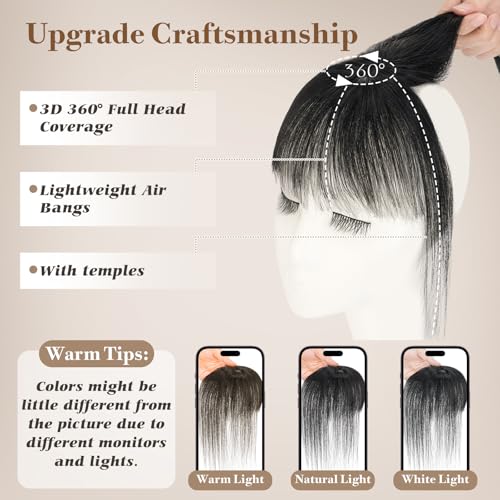 Clip in Bangs Human Hair - S-noilite 360° Cover Wispy Bangs