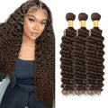 #4 Dark Brown Deep Wave Human Hair Bundles 30-34 Inch