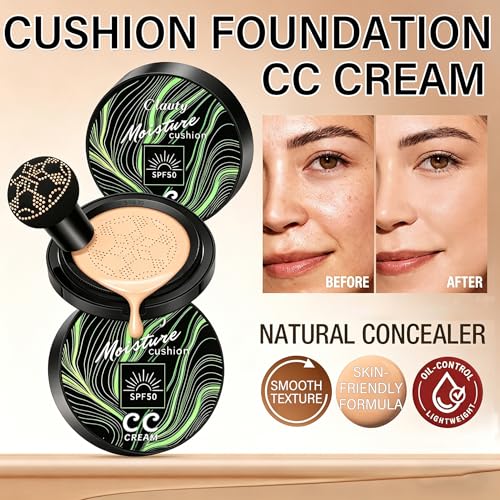 Air Cushion CC Cream Foundation Natural Finish Buildable Coverage for Flawless Skin - Natural