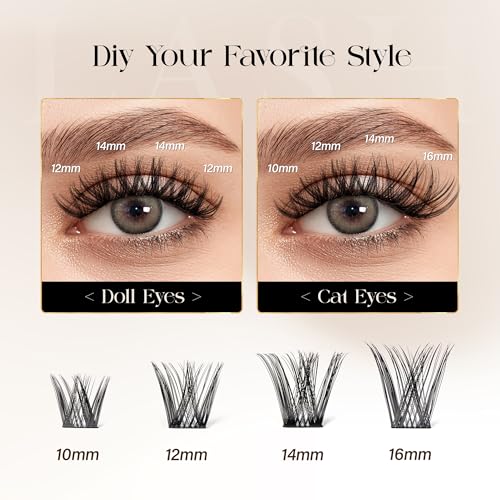 BEFER D Curl Lash Clusters 132 Pcs - DIY Eyelash Extensions 10-16MM
