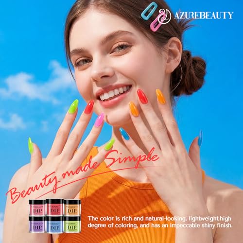 AZUREBEAUTY 6-Color Dip Powder Nail Kit - Neon Jelly Summer Shades