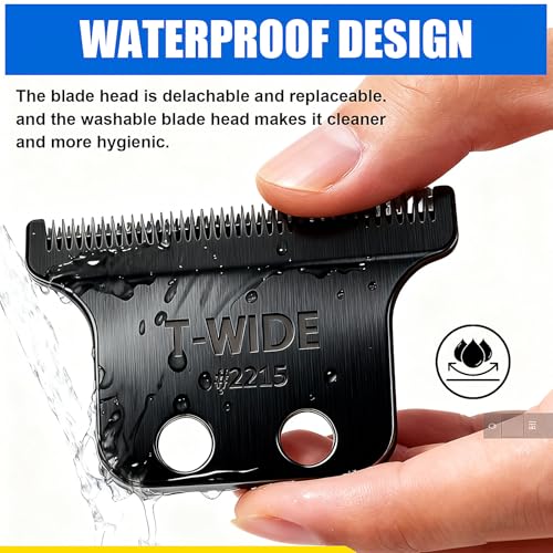 2PCS 2215 Replacement T Wide Blades Compatible with Wahl 5 Star Detailer Li Trimmer(8081) and (8171) - Adjustable Stainless-steel Zero-Gap Trimmer Blade ((3PCS-Black)