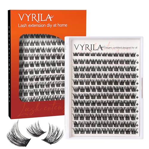 Lash Cluster 132pcs Individual Lashes,8-16mm Diy Lash Extension,D Curl Lash Clusters Wispy,3D Natural Lash Clusters Look Like Eyelash Extension DIY at Home (Orange Whisper-D-8-16mix)