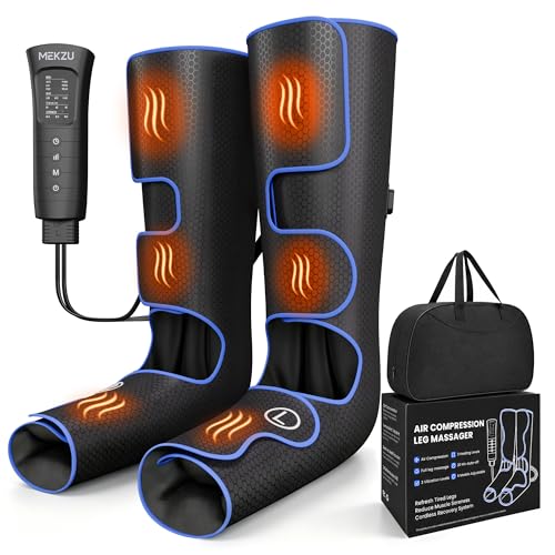 MEKZU Air Compression Leg Massager with Heat for Pain Relief