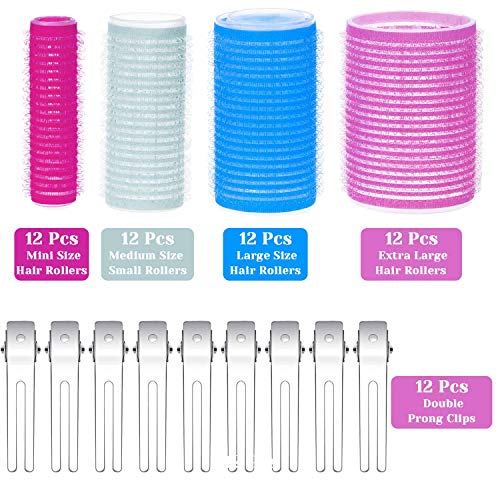 Anezus Self-Grip Hair Rollers Set - 48 Rollers & 12 Clips