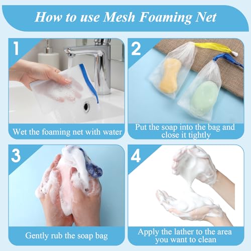 Mesh Soap Bags for Shower 20 Pack - Foam Net Soap Saver Pouches