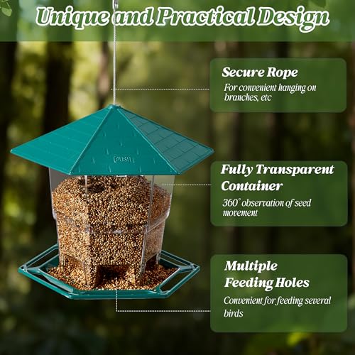 KSIA Squirrel Proof Bird Feeder - Durable Outdoor Hanging Feeder, 2 Pack