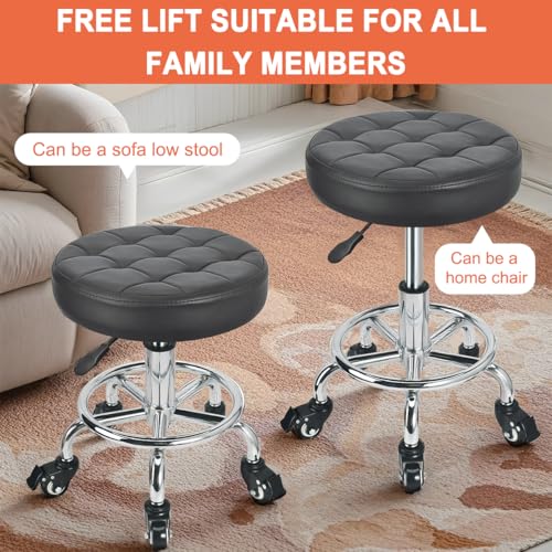 Adjustable Height Roller Stool with Wheels for Garage