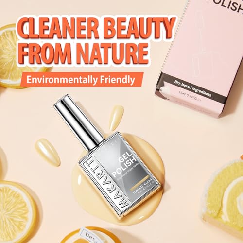 Makartt Hema-Free Pastel Yellow Gel Nail Polish - Butter Yellow, 15ML, Honey Soufflé Variant