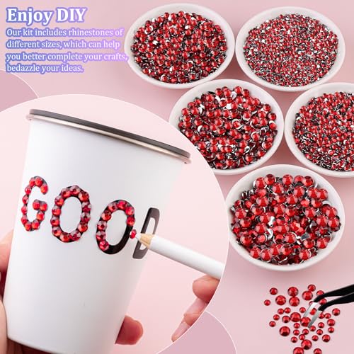 Red Resin Rhinestones 2-6mm Flatback Gems for DIY Crafts & Nail Art 25000pcs