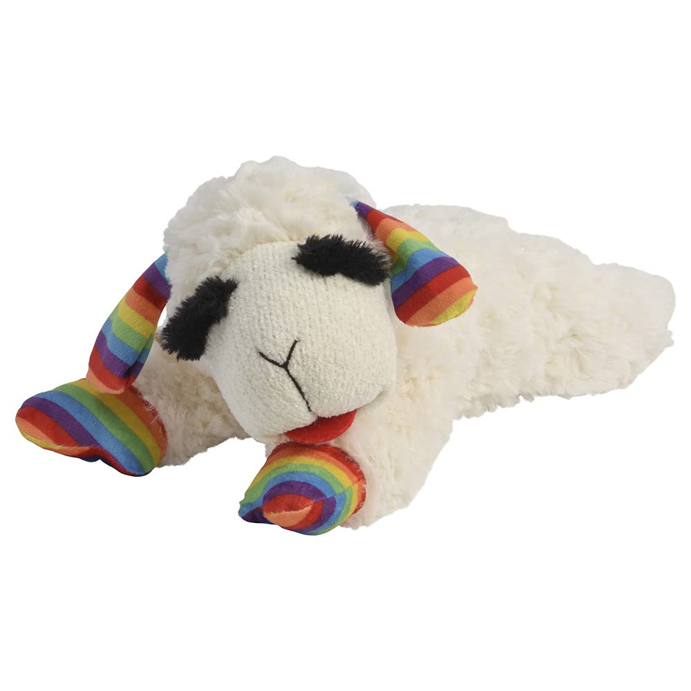 Multipet Rainbow Lamb Chop Plush Dog Toy, Medium, 10.5"