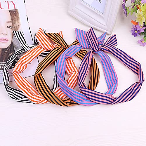 6Pcs Twist Bow Headbands with Wired Rabbit Ears