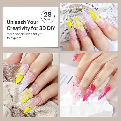 MIZHSE White 3D Gel Nail Art 30g Sculpting Gel Non-Sticky Molding Gels for Nails Solid U V LED Soak Off Gels Polish with Nail Art Pen Nail Design Home Manicure