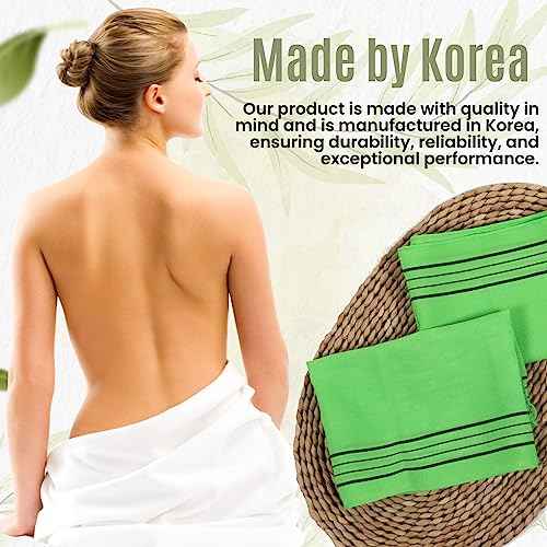Extra Large Size 35.4" x 11" (2 PCs) Korean Asian Exfoliating Bath Washcloths Mitt Scrub for Body and Back washcloth Glove Viscose Rayon Towel for Soft Skin