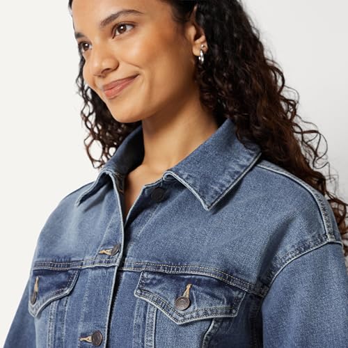 Amazon Essentials Women's Relaxed Cropped Denim Jacket