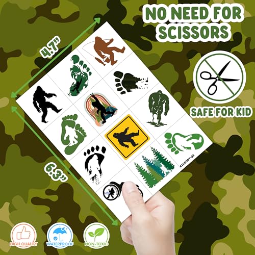 96 PCS Bigfoot Temporary Tattoos for Kids Party Favors