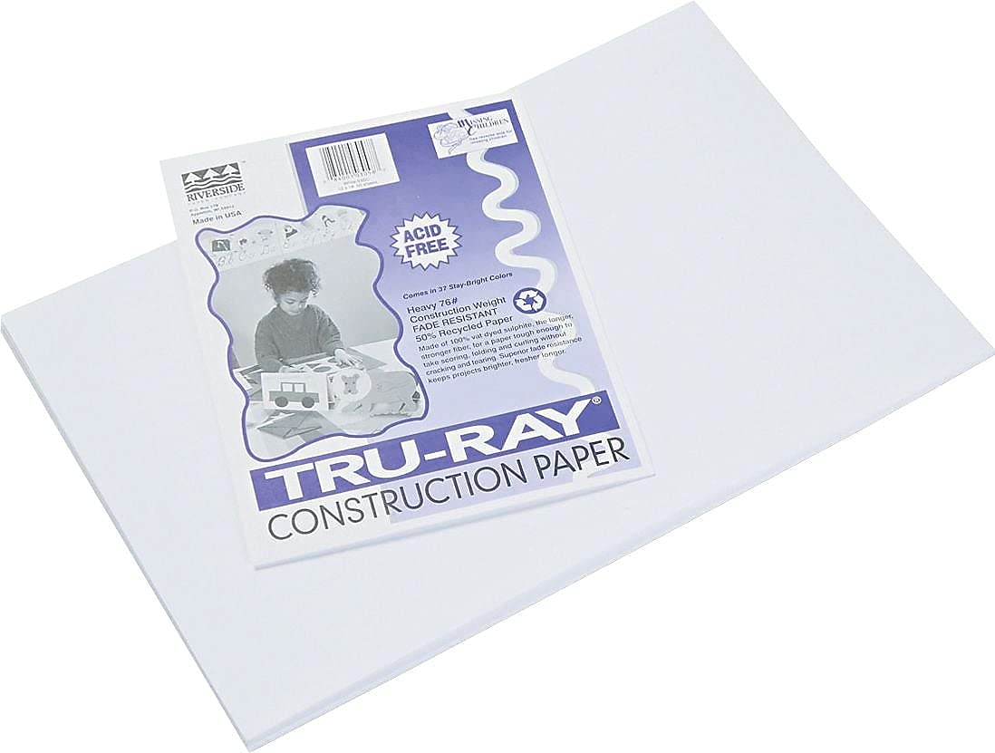 Tru-Ray® Construction Paper, 50% Recycled, 12" x 18", White, Pack Of 50