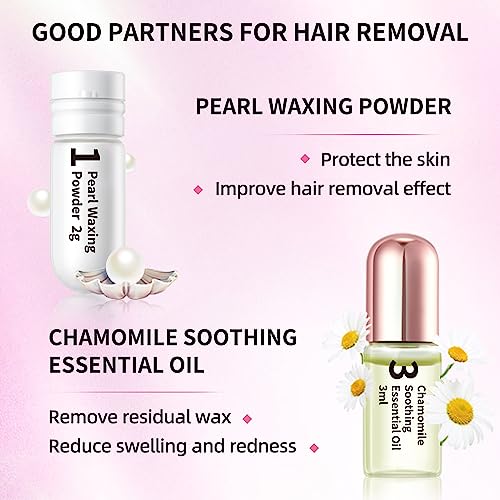Beauty7 Hair Removal Kit, Eyebrow Wax Strips Kit Facial Wax Strips 24 Strips with Pearl Powder Essential Oil for Sensitive All Skin Types Women
