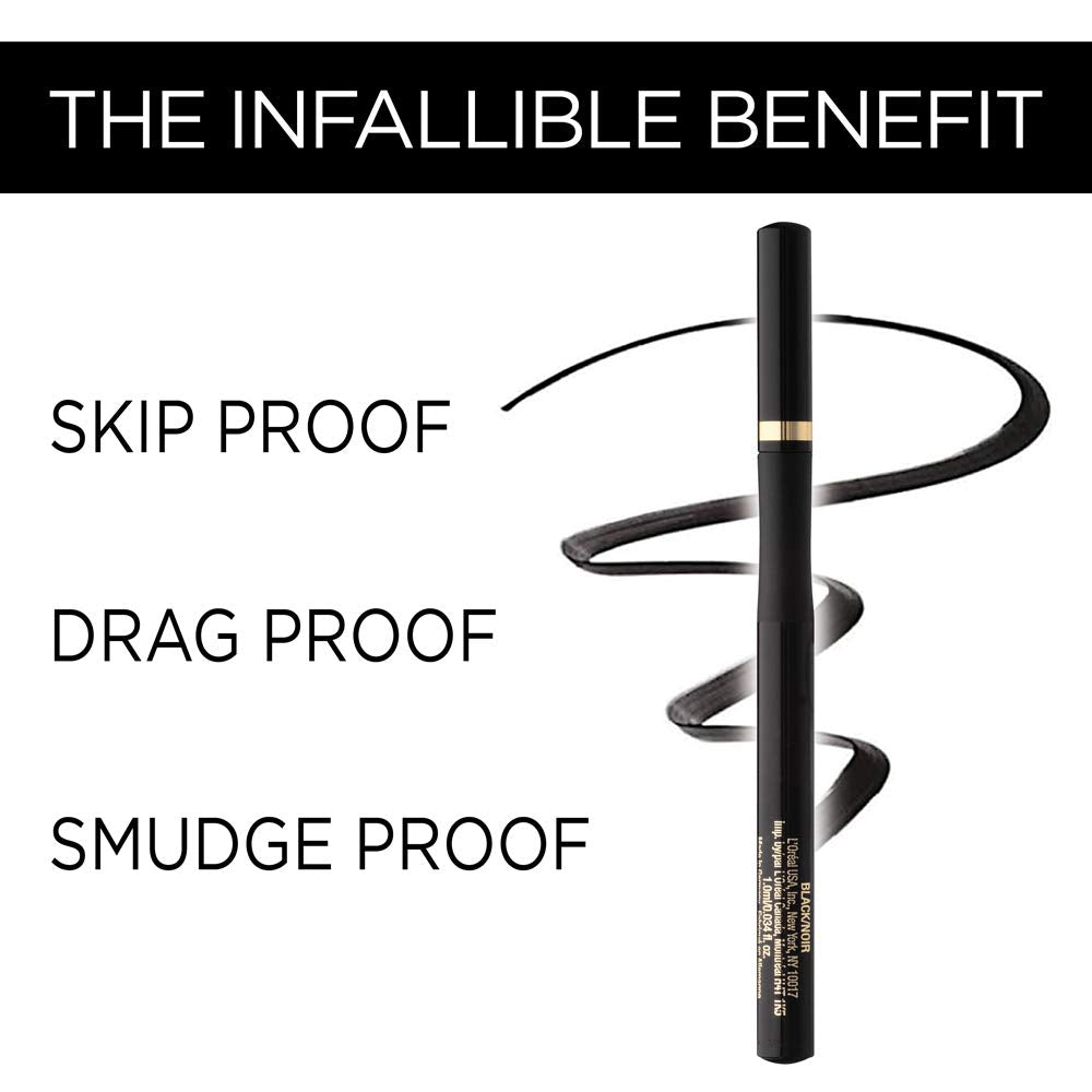 L'Oreal Paris Makeup Infallible Super Slim Long-Lasting Liquid Eyeliner, Ultra-Fine Felt Tip, Quick Drying Formula, Glides on Smoothly, Brown, Pack of 2