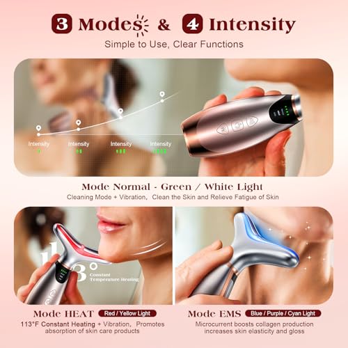 Pedete Facial Massager with 7 Color Red Light Therapy & Heating