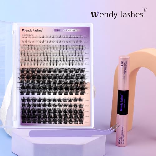 DIY Lash Extension Kit Lash Clusters With Bottom Lashes Volume/Wispy Clusters12-18mm Multi-types Individual Lashes Bond and Seal, Spike, Volume Lashes Kit Lash Applicator(Volume/Wispy Kit)