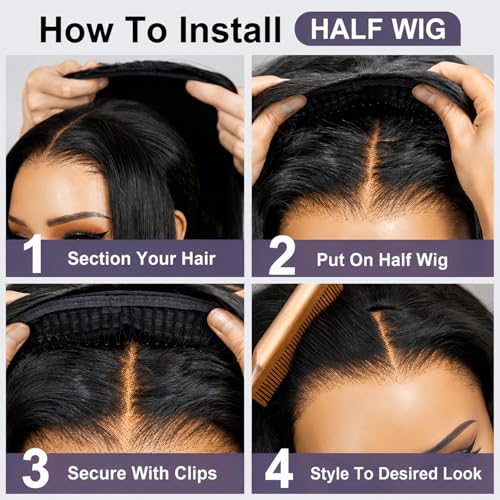 Wavymy 12" Half Wig Human Hair Glueless Water Wave 180 Density