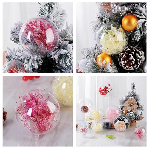 20 Clear Fillable Ornaments Balls- 100mm/3.94" Transparent Plastic Thickened Spherical Assembled Craft, for Christmas Tree Decor, and Festive Days Home Party(10cm)