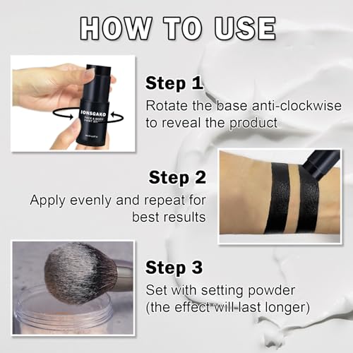 Black and White Face Paint Stick with Brush Eye Black Stick for Sports Halloween Makeup Face Painting Kit for Clown Skeleton Vampire SFX Makeup