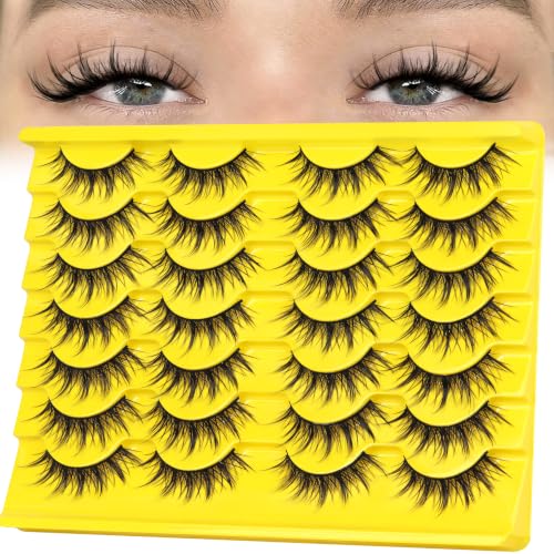 Veleasha Wispy Manga False Eyelashes - Spiky 3D Eye Enhancers, 14 Pairs