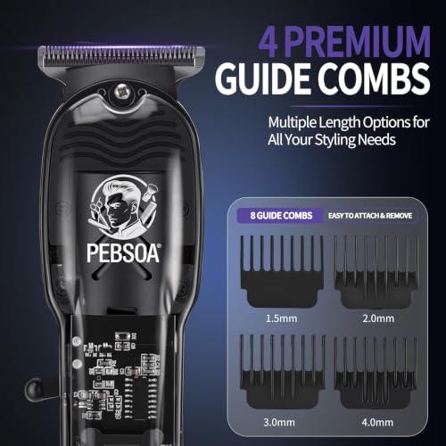 PB-T07 Cordless Hair Clippers for Men with LED Display & 4 Combs