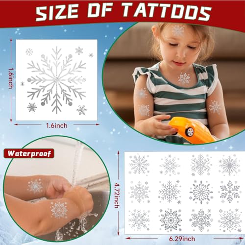 120 Pc Silver Snowflake Temporary Tattoos - Christmas Party Favors