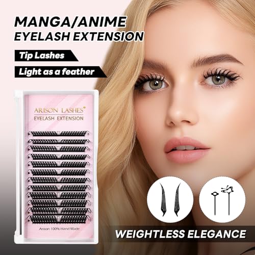 Arison Anime Lashes Premade Fans Russian Volume Natural Cat Eye