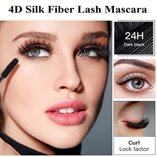 4D Silk Fiber Lash Mascara Extension Voluminous Fiber Mascara Waterproof & Smudge-Proof Mascara Long-Lasting No Flaking Natural No Clumping,All Day Exquisitely Full (1 Pack)