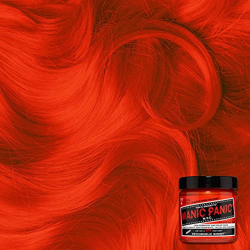 MANIC PANIC Classic Psychedelic Sunset Semi Permanent Hair Color - Neon Orange Hair Dye for Women & Men That Lasts 4-6 Weeks - Vegan, Ammonia & Cruelty-Free - Create & Mix Custom Shades (4oz / 3pk)