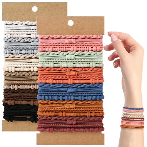 48 Pcs Boho Hair Ties Elastic Ponytail Holders No Damage