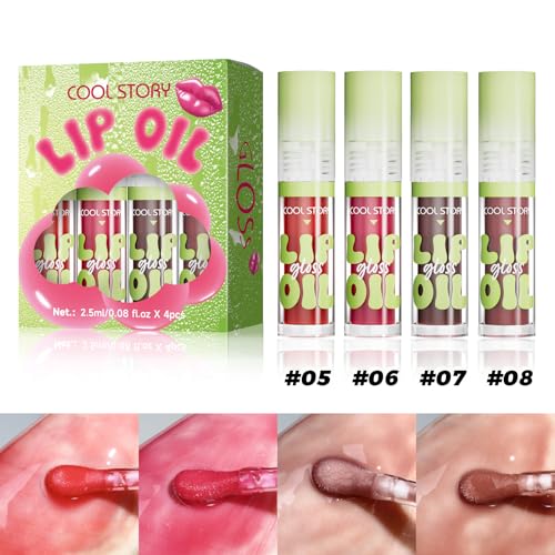 4-Pack Lip Oil Gloss with Hyaluronic Acid & Vitamin E