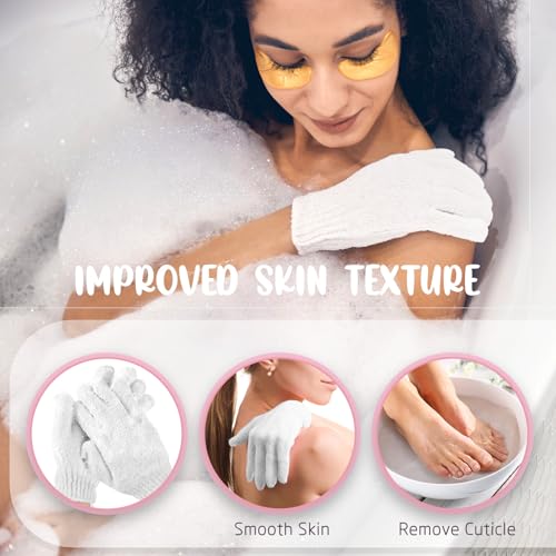 Didaey 104 Pcs Exfoliating Shower Gloves Bulk with Hanging Loop