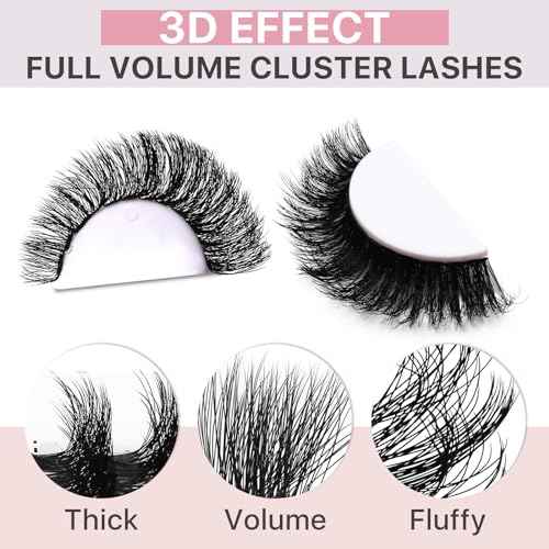 Fluffy Lash Extension Kit 280Pcs Thick Eyelash Extension Kit 80D 100D Mix 10-18mm Volume Cluster Lashes with Bond and Seal Tweezers Cluster Remover