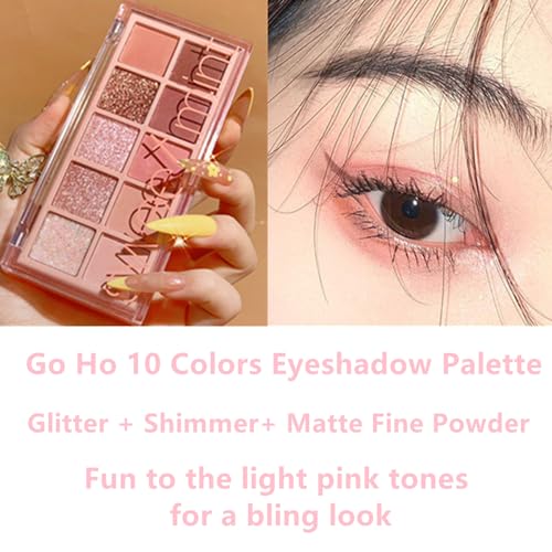 Go Ho 10 Colors Eyeshadow Palette - Matte Shimmer Glitter