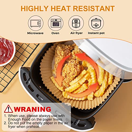 Air Fryer Paper Liners Disposable: 100pcs Oil Proof Parchment Sheets Round, Airfryer Paper Basket Bowl Liner for Baking Cooking Food