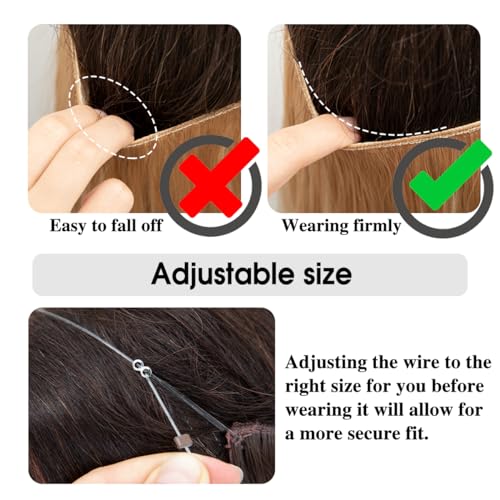 SARLA Invisible Wire Hair Extensions 14 Inch Dark Brown