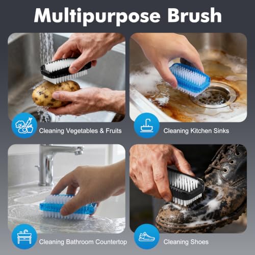 Dual-Sided Nail Brush for Fingernail and Skin Cleaning - Heavy Duty Handle
