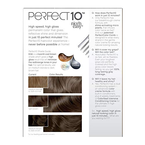 Clairol Nice¡®n Easy Perfect 10 Permanent Hair Dye, 6.5A Lightest Cool Brown Hair Color, Pack of 1