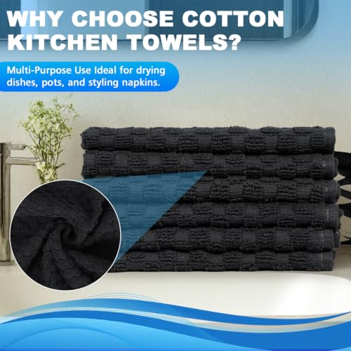 100% Cotton Washcloths 12x12 Inch 6 Pack Black