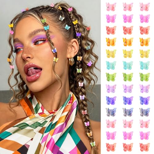 Mini Butterfly Hair Clips Set - 50 Assorted Colors for Girls