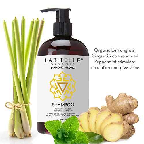 Laritelle Diamond Strong Organic Shampoo ? Hair Growth & Strengthening ? Sulfate-Free, Cedarwood & Botanicals ? Prevents Thinning & Breakage ? Made in USA ? 17.5 oz